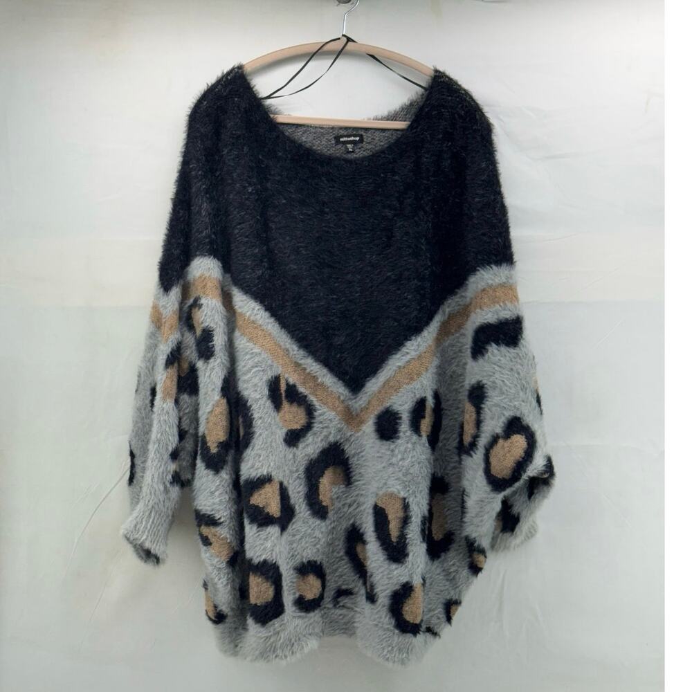 Mittoshop XL oversized extra soft leopard sweater cozy feminine